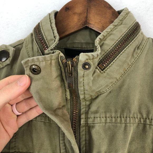 Trouve Women's Size X-Small Green Full Zip Long Sleeve Cotton Utility Jacket - Picture 5 of 13
